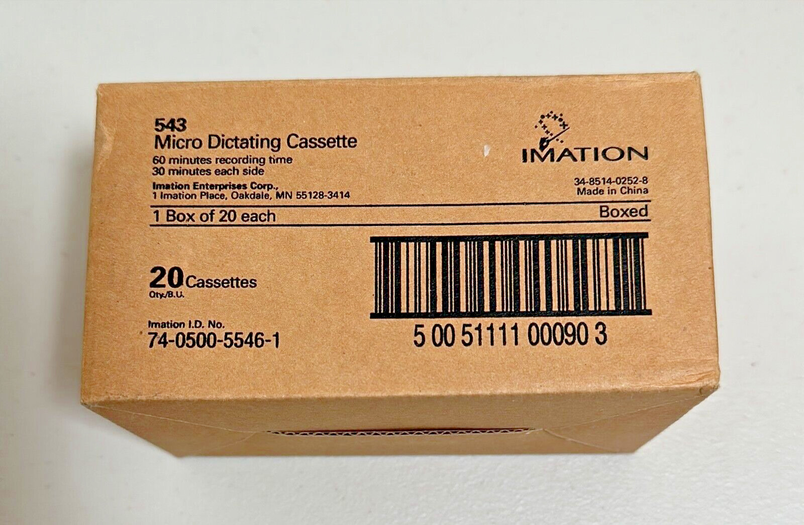 Imation 543 Micro Dictating 20-Cassettes 60 mins *New Unused*