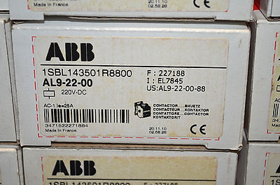 ABB AL9-22-00-88 Schütz 1SBL143501R8800 Contactor AL9-22-00 220V DC NEU NEW OVP