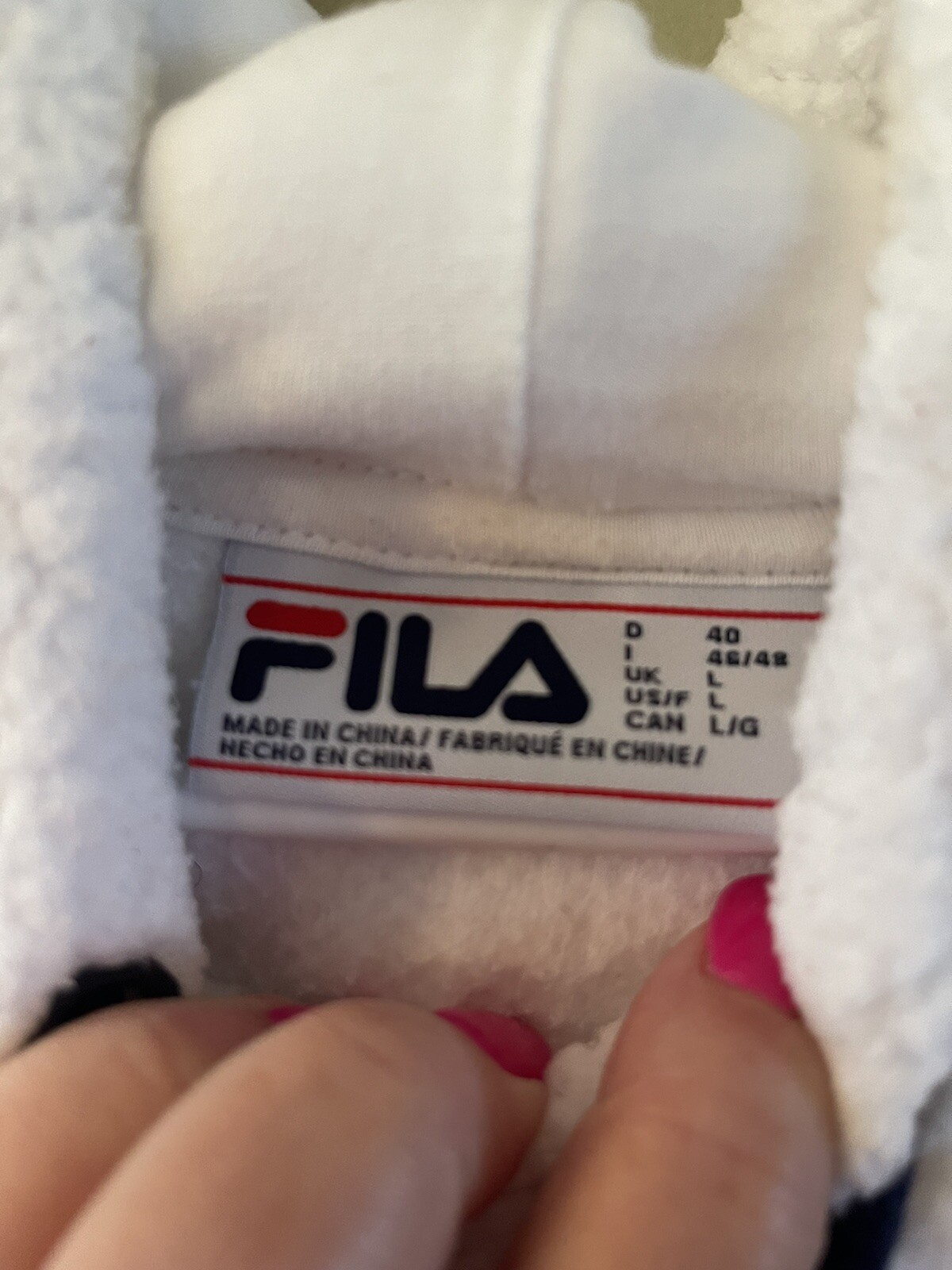 fila vintage donna pile bianco pullover felpa con cappuccio taglia large