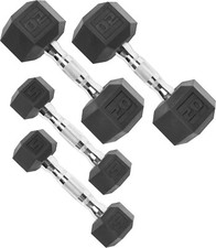 Single Dumbbell 10/12/15/20/25/30/35/40/45/50lb Rubber Coated Hex Dumbbell Black