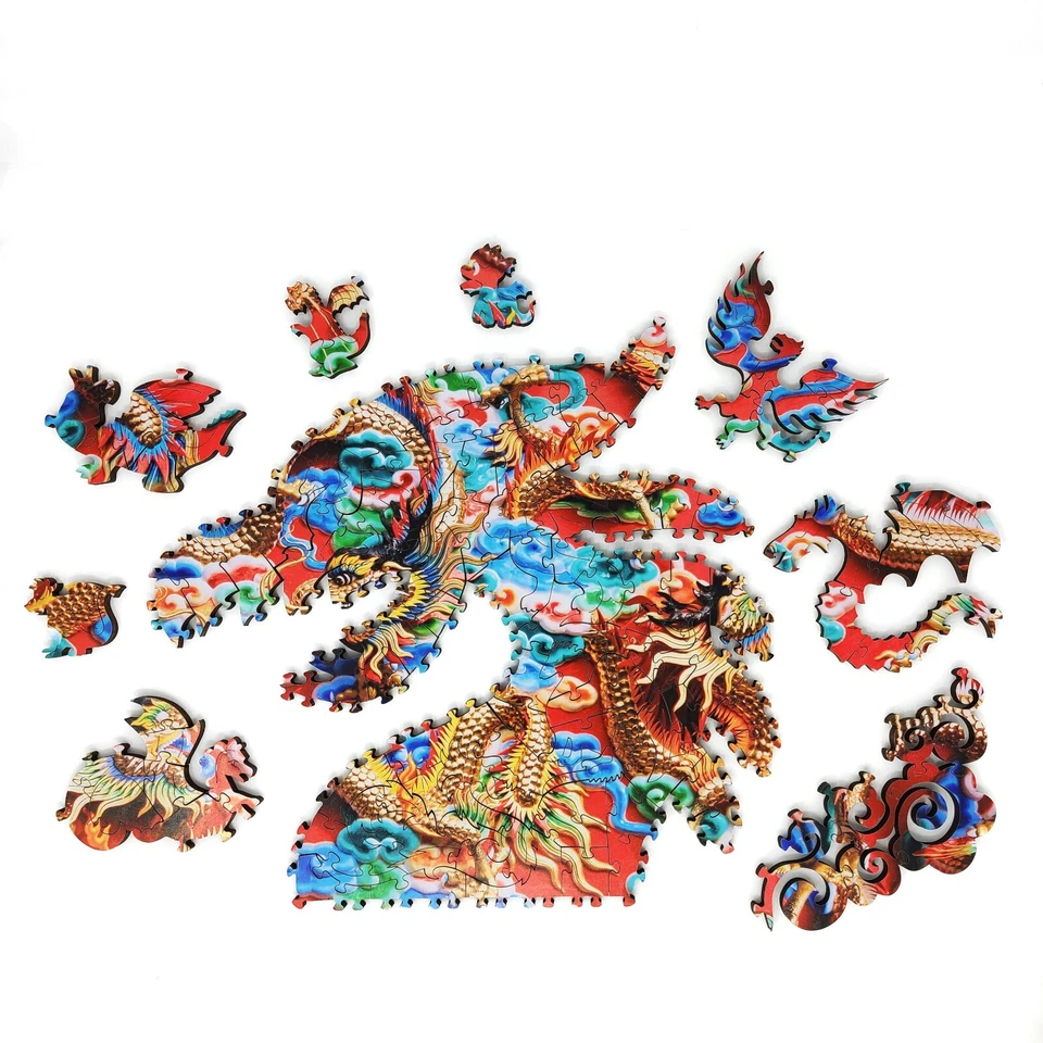 Wooden Jigsaw Puzzle for Adults by FoxSmartBox- 290 Pcs-Mystery of Golden Dragon - Image 3 of 4
