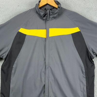 Nike Golf Windbreaker Jacket Mens Large Fit Storm Grey Yellow Full