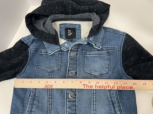 Art Class Black Speckled Hooded Jean Jacket Unisex Size XS(4T/5T) Polycotton - Picture 5 of 10