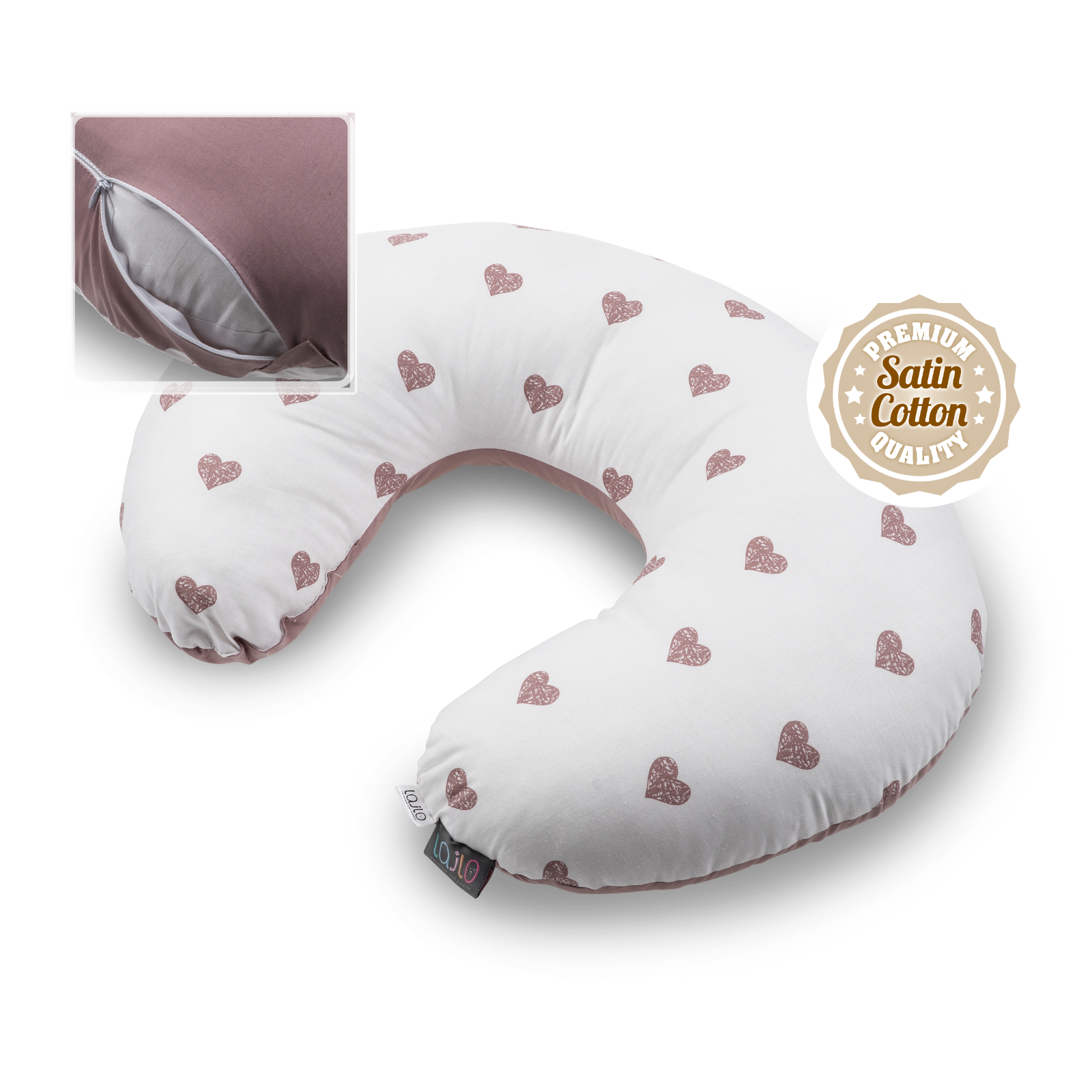 Breast Feeding Pillow Mother Support Pregnancy Blush Hearts Removable