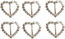 10 ROSE GOLD HEART DIAMANTE RHINESTONE RIBBON SLIDER BUCKLES WEDDING INVITATIONS