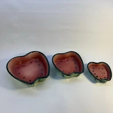 CUTE CERAMIC NESTING BOWLS - WATERMELON SHAPED SET of 4