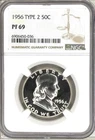 1956 PROOF FRANKLIN HALF DOLLAR NGC PR69, LIGHT FROSTINGS NO HAZE OR UGLY TONING