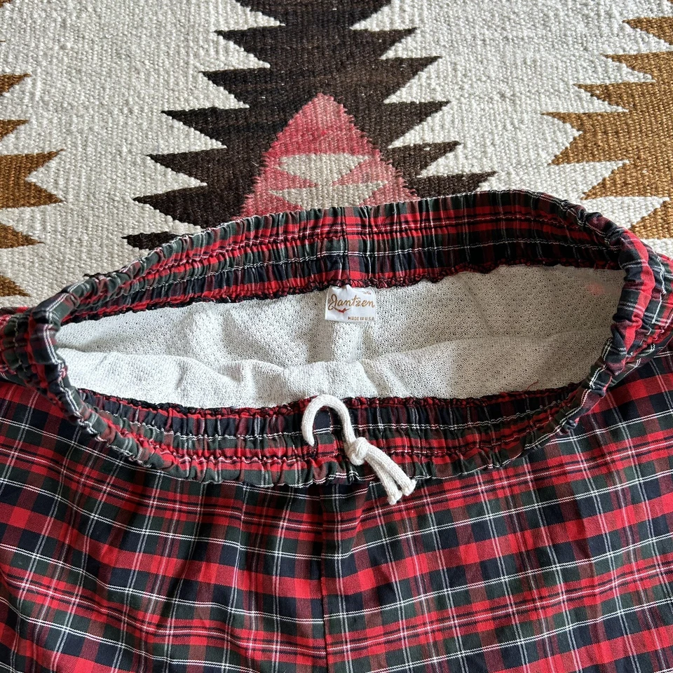 Vintage 1950s 60s Jantzen Cotton Plaid Swim Trunks Shorts Sz 36 - Image 4 of 4