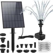 Solar Fountain Pump, DIY 3.5W Water Fountain W/16 Nozzles Sprays for Bird Bath