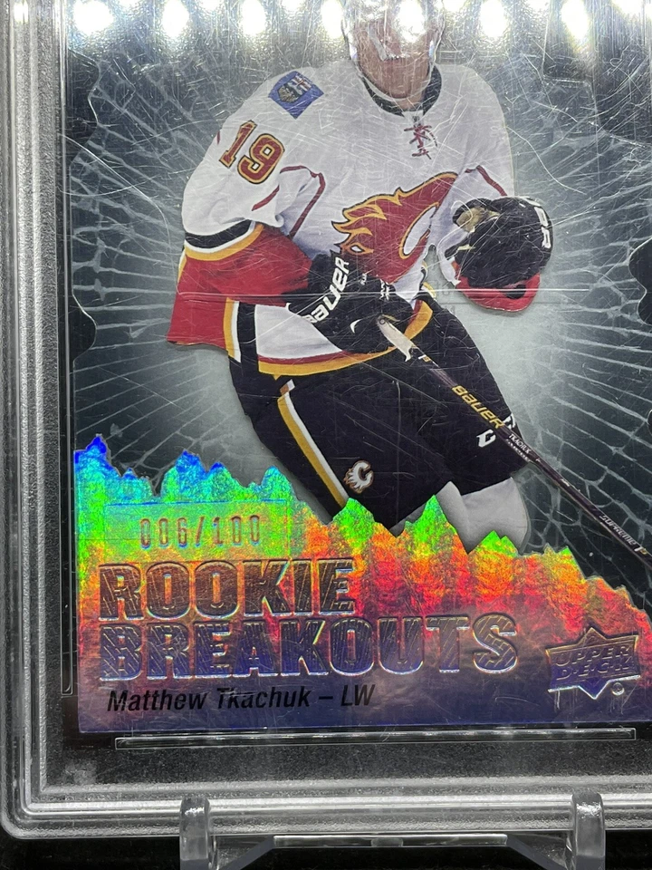 Pop 1 - 2016 Upper Deck Matthew Tkachuk Rookie Breakouts #/100 PSA 10 RC Acetate - Image 3 of 4