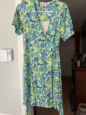Lilly Pulitzer Kessler 100% Silk Wrap Jersey Dress Sz 12 | eBay