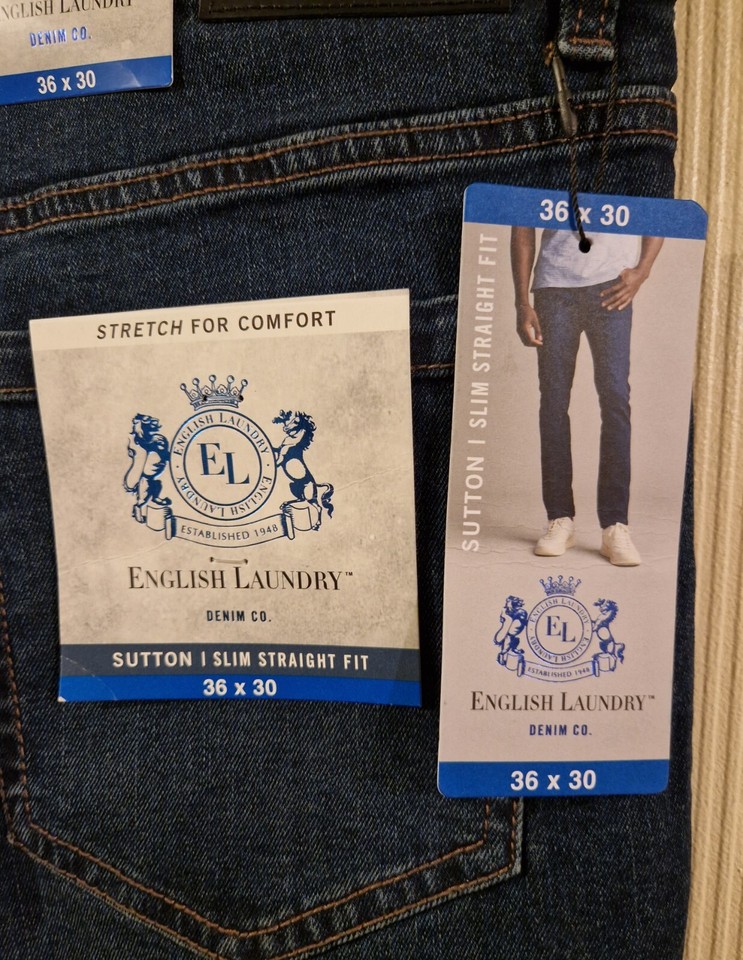 Men's Jeans English Laundry Men's Sutton Slim Straight Fit Blue, Size