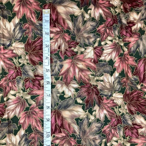 Big Leaves with gold accents on green vintage 100% cotton "Trends" sew or quilt - Picture 7 of 7