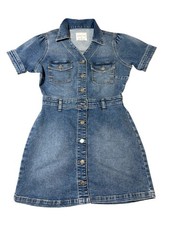 Celebrity Pink Denim Dress Size M Short Sleeve Button Front