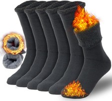 NevEND Men's Winter Thermal Boot Thick-Insulated Heated Wool 3 Pairs Black