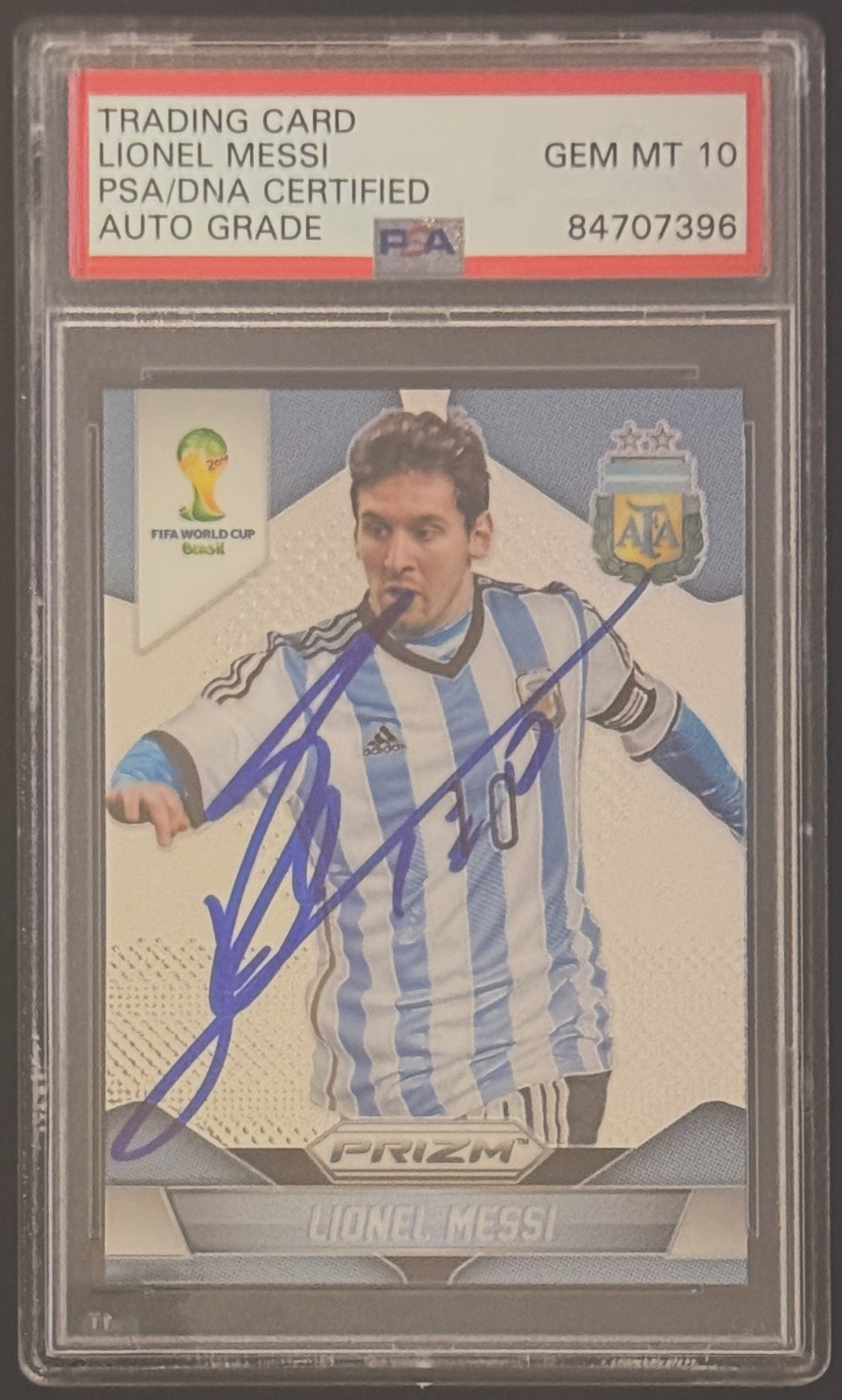 2014 Panini Prizm World Cup Signed Lionel Messi #12 PSA/DNA AUTO 10 view 1