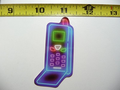 OLD SCHOOL FLIP PHONE SMALL STICKER DECAL NEON STYLE FUNNY VINYL DECORATION