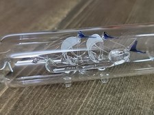 Vintage All Glass ship in A bottle Ornament Kitsch Retro