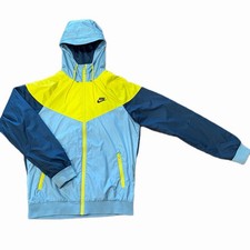 Nike Men's Hooded Lined Full Zip Windbreaker Jacket Colorblock Blue Yellow S