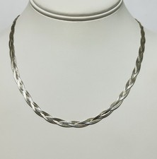 Sterling Silver 5mm Braided Herringbone Chain Necklace 18 Inches