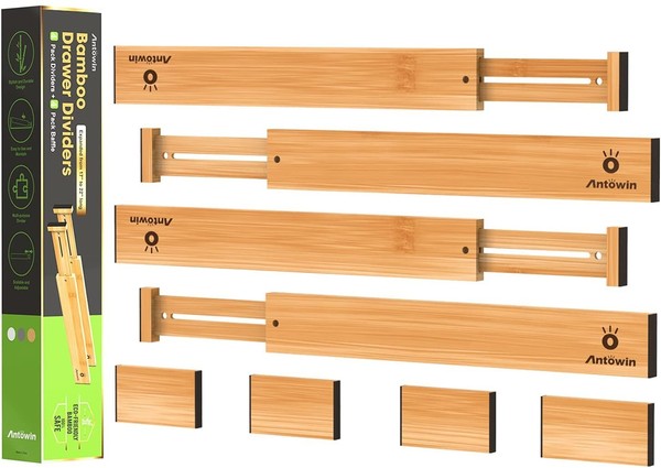 Schubladentrenner KüChe Bambus Organizer Verstellbar Ordnungssystem 43-56 Cm-image