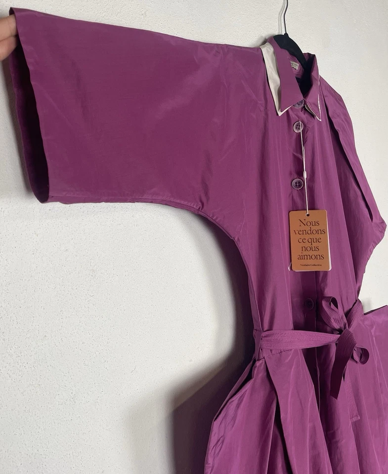 Vestido Camisa Bottega Veneta Declaración Púrpura Seda Algodón Abotonada EU 40 UK 12 Foto 2 de 4