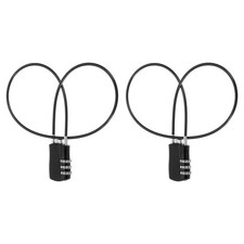 2 Pcs 3 Digit Luggage Cable Combination Lock with 20" Long Cable, Black