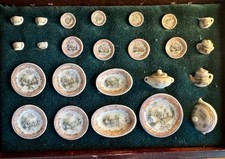 Vintage Miniature Porcelain Tea Set Intricate Country Scenes   Fine Collectibles