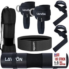 7Pcs-Barbell Pad Set for Hip Thrust - Squat Pad, Bench Press Workout Foam Black