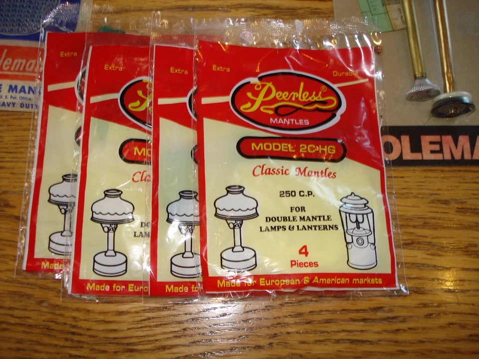 Coleman 200 228 Spare Parts PKG New Peerless Gold Top & USA Mantles Pump Globes - Image 3 of 4