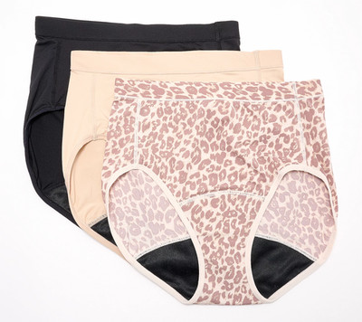 Breezies Set of 3 Leak Proof Full Brief Panties Basic Pack 1X New
