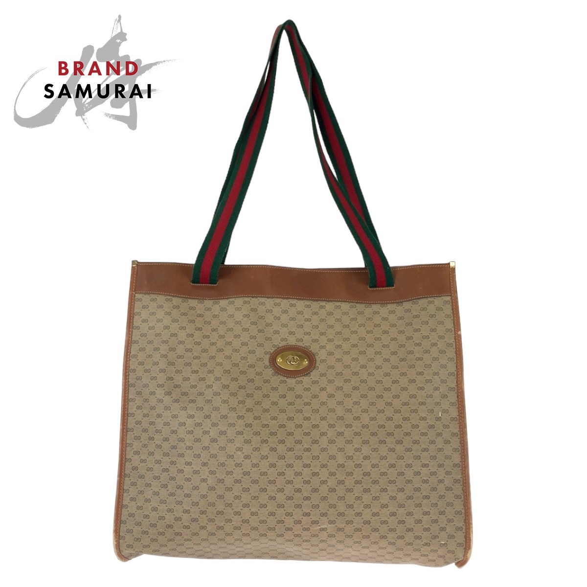 GUCCI Vintage Sherry Line Micro GG Brown GG Supreme Canvas Tote Bag Shoulder Bag