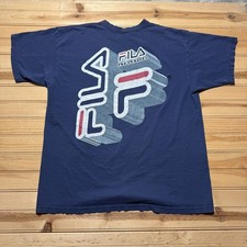 Vintage 90s Fila Athletics 3D Graphic Sportswear Streetwear T-Shirt USA - Large