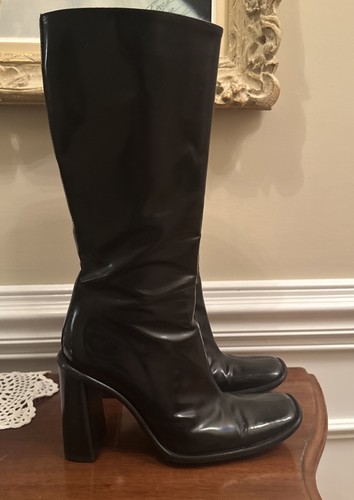 Vintage Free Lance Paris Knee Patent Leather High Heel Boots Black Women’s 7 - Image 1