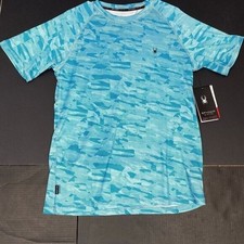 SPYDER SWIM RASHGUARD men's t-shirt size S/P Blue UPF 30 short sleeve.NEW