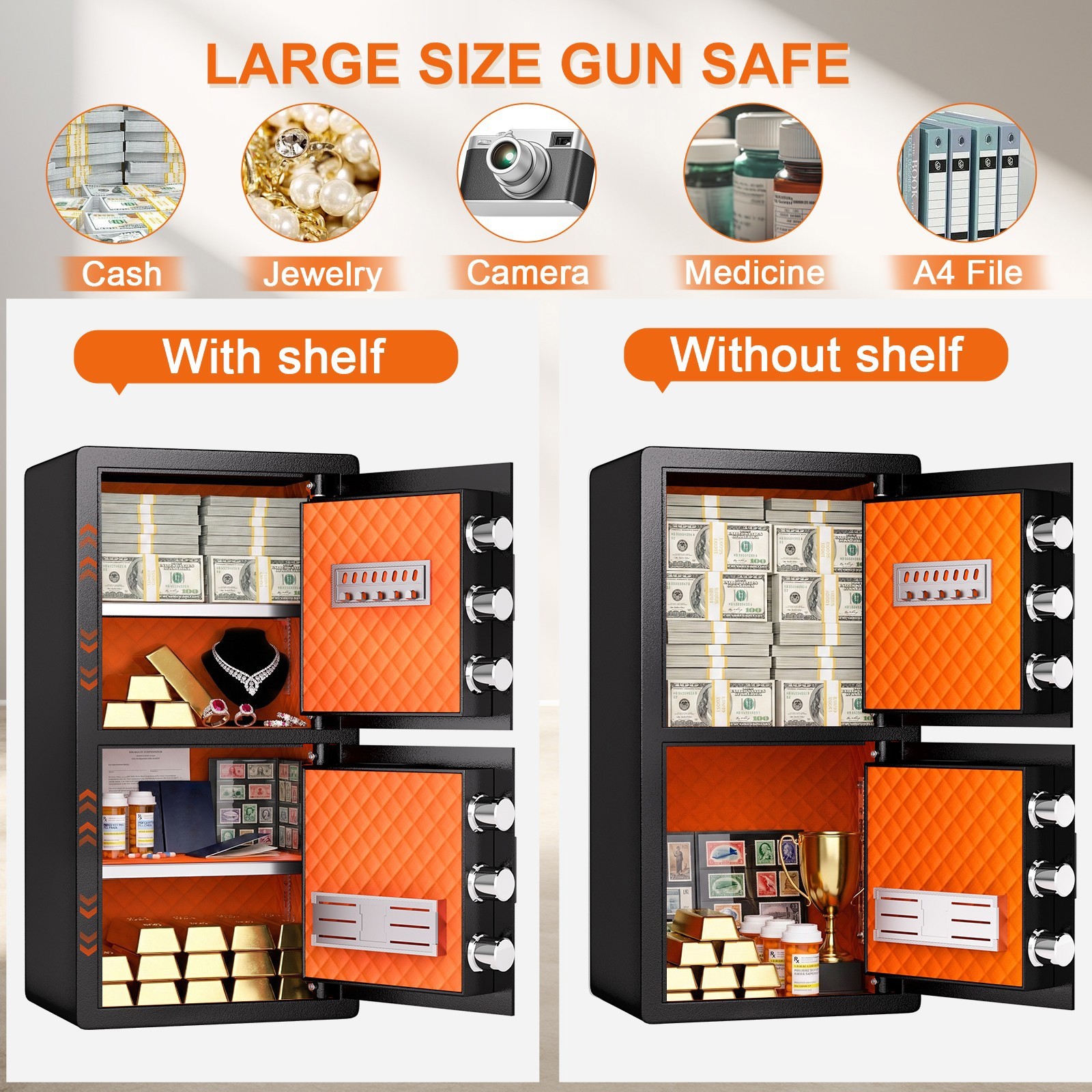 6.5 Cub Heavy Duty Home Safe with Dual Alarm System, Large Safe for Office, Bank