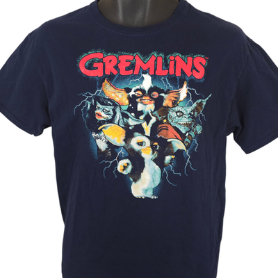 洋楽 KAOS/MULTIPLICITY/g Gremlins T Shirt Mens Size Medium Blue Retro 80s Gizmo Stripe