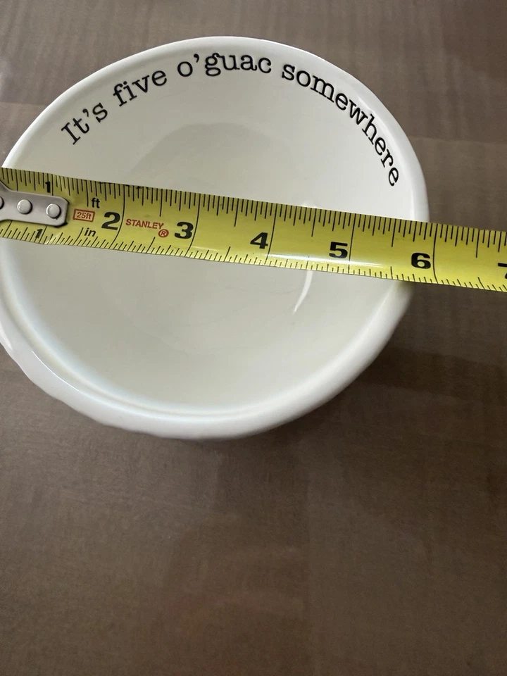 Mud Pie Guacamole Bowl It’s Five O’Guac Somewhere White Bowl Party Serving - Image 4 of 4