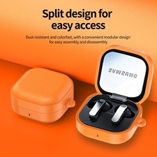 Shockproof Leather Grain Case with Portable Hook For Samsung Galaxy Buds 4/4Pro