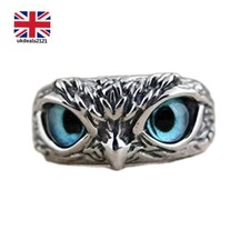 Blue Eye Owl Ring for Women Adjustable Animal Jewelry Gift Idea Fashion Statemen