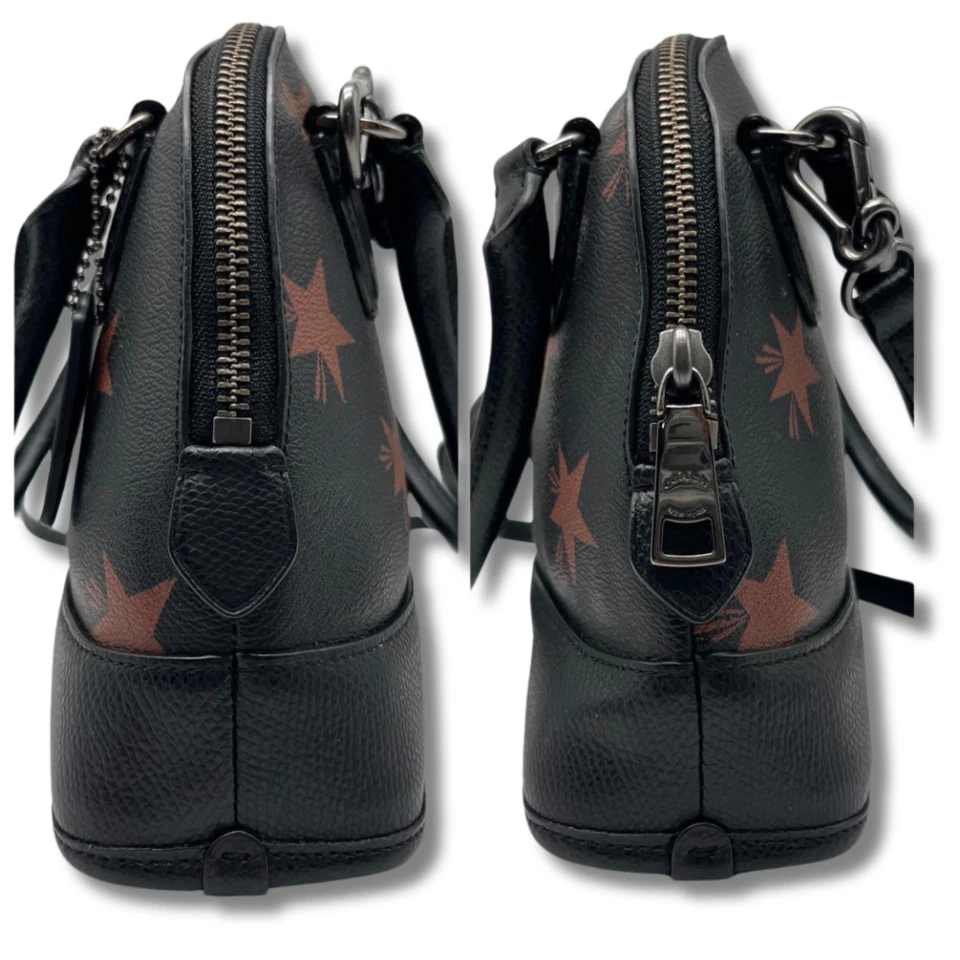 Bolso de hombro Coach Dome de 2 vías de cuero PVC negro estampado de estrellas NNAv37 Foto 4 de 4