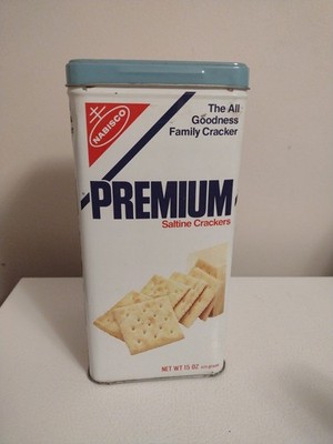 Vtg 1978 Nabisco Premium Saltine Crackers New Jersey 14oz Tin Canister w/ Lid