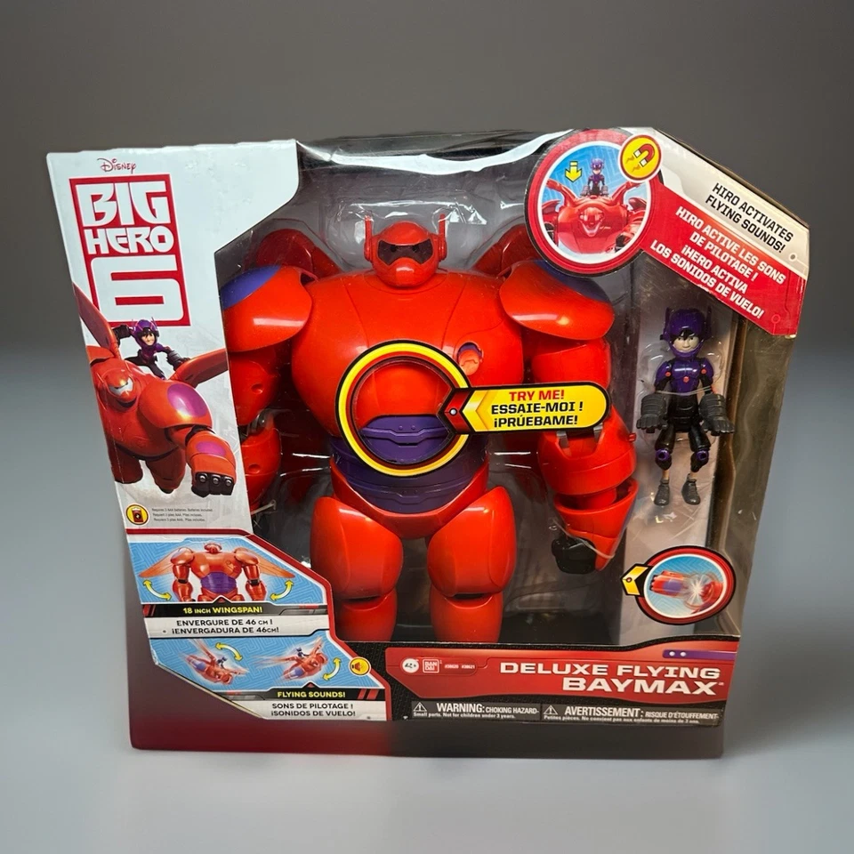 Big Hero 6 豪华飞行 Baymax 公仔 带 Hiro 万代 2015 18 英寸 Wingspan VHTF — 第 2/4 张图片