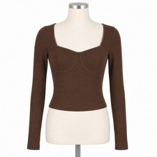 NEW Abercrombie Fitch Corset Slim Sweater Top Women's Small Brown Coquette