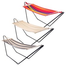 Outdoor Garden Brazilian Hanging Hammock with Stand Cotton Fabric
