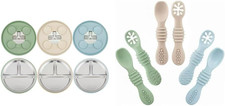 3 Pack Stainless Steel Baby Suction Plates 6 Pack Silicone Baby Spoons