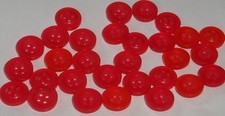 LOT OF 30 RED -orange COLOR 4 HOLE 7/16th INCH raised center BUTTONS, NEW