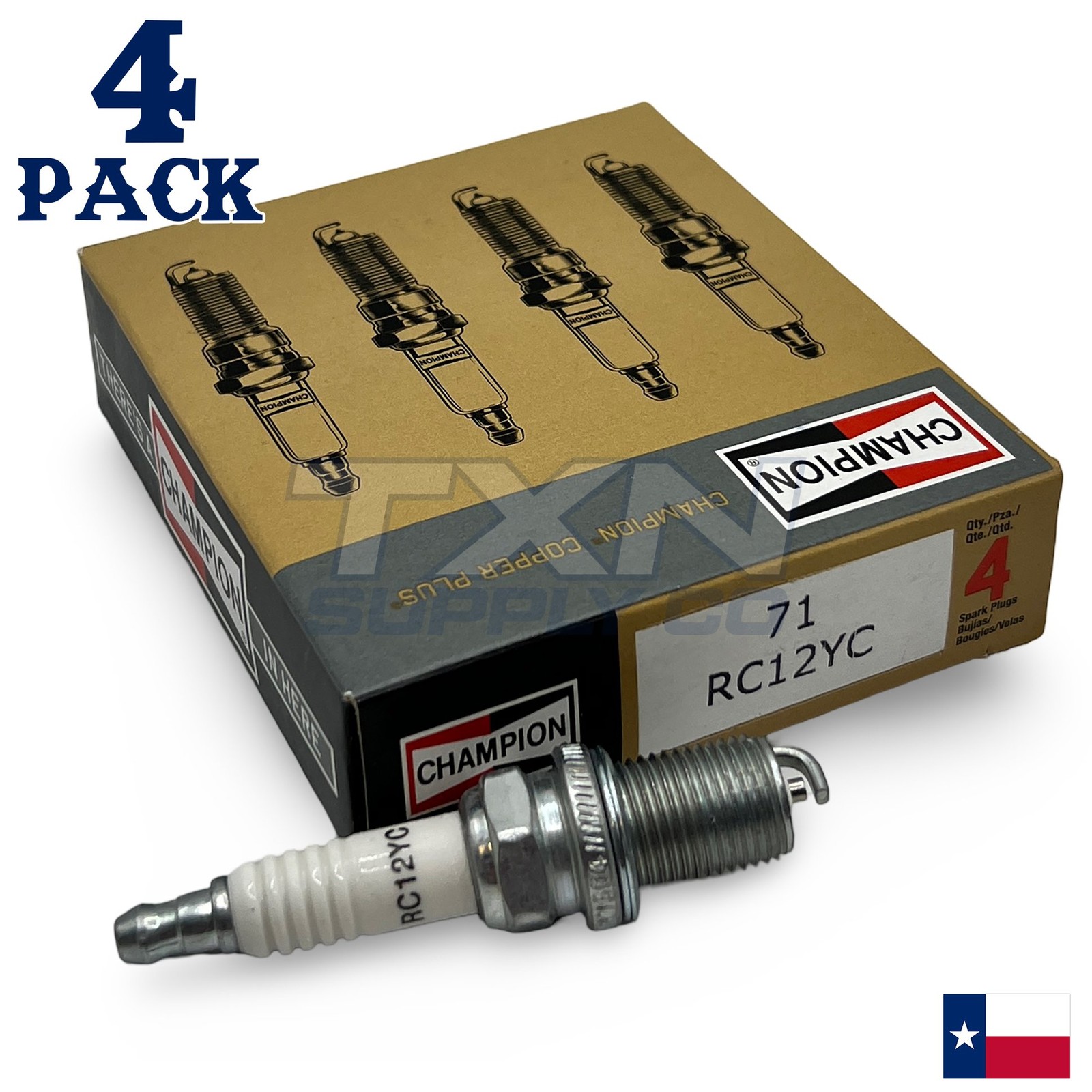 Champion 71 Spark Plug RC12YC - 4 Pack - For Briggs  Stratton 5066, 5066B, 5066