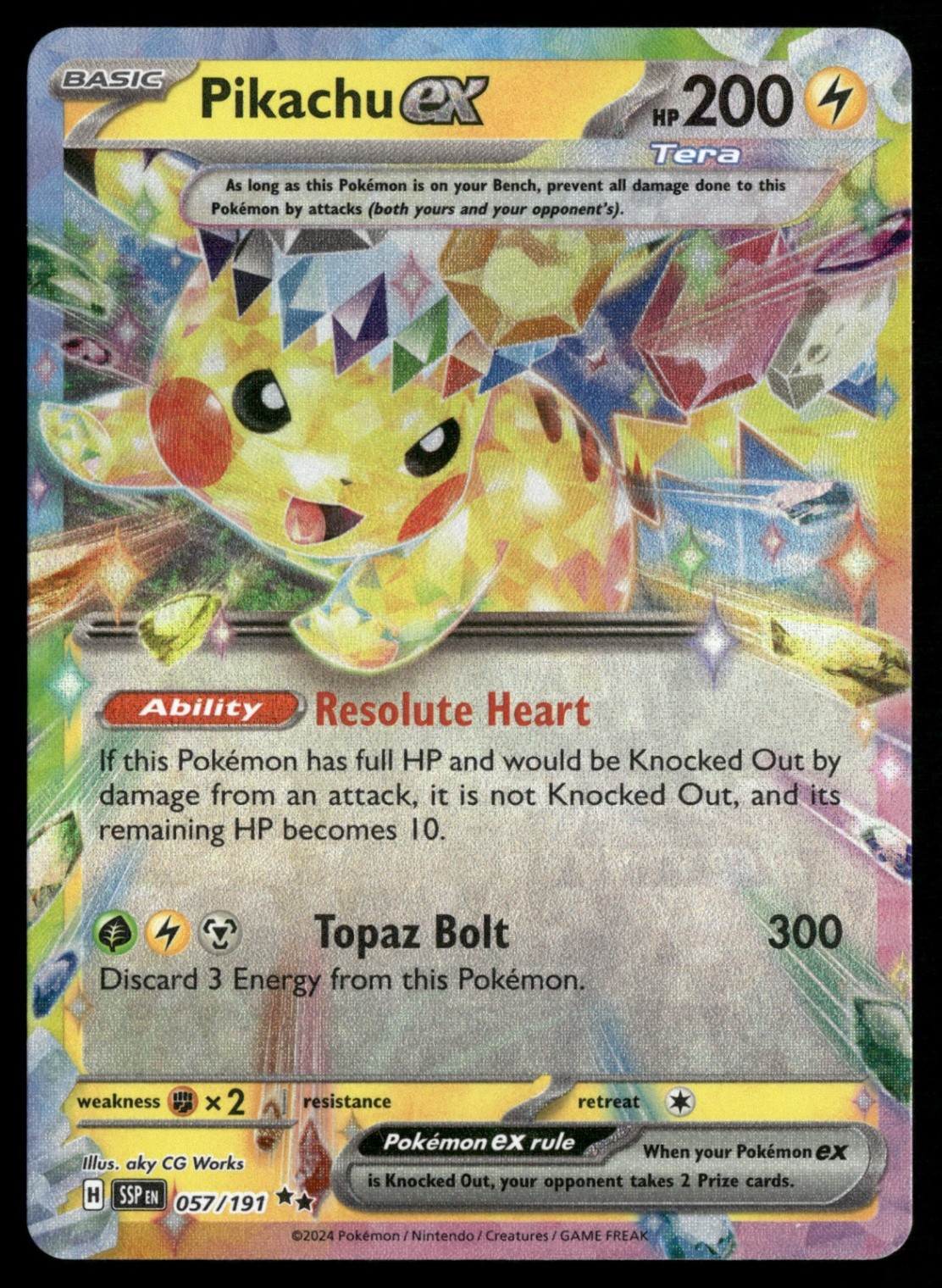 Pikachu ex - 057/191 SV08: Surging Sparks LP-NM Pokemon TCG