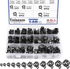 Tnisesm 140 Pcs 12values 6-22mm Spring Hose Clamp Assortment Kits Silicone Vacuu